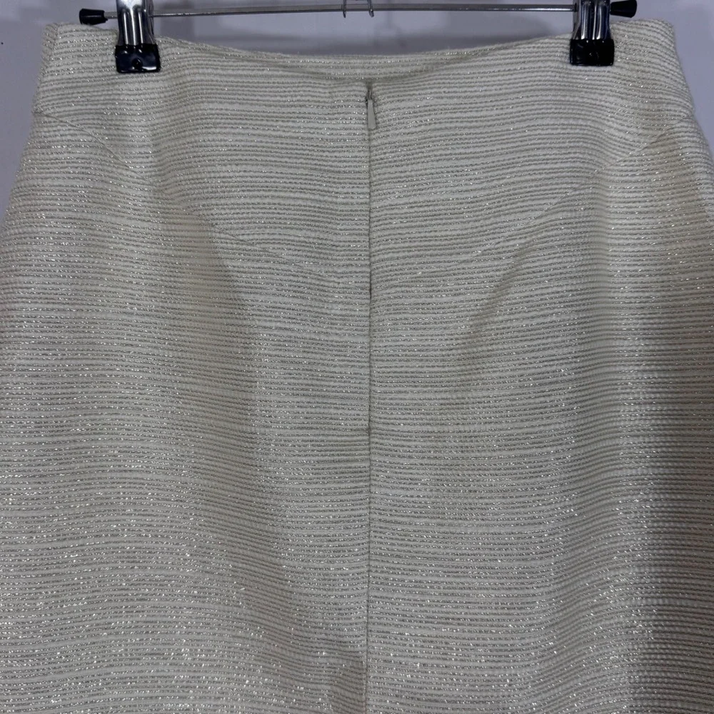 Anthropologie x‎ Paper Crown Shimmered Cressida Ivory Gold A-Line Skirt Size 4